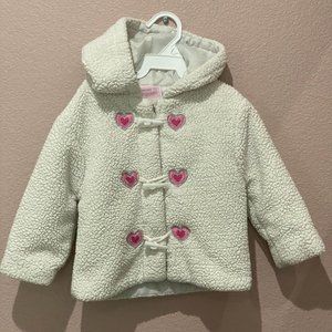 Mon Petit Girl’s Cream Fleece Full Zip Hooded Jacket-18mon